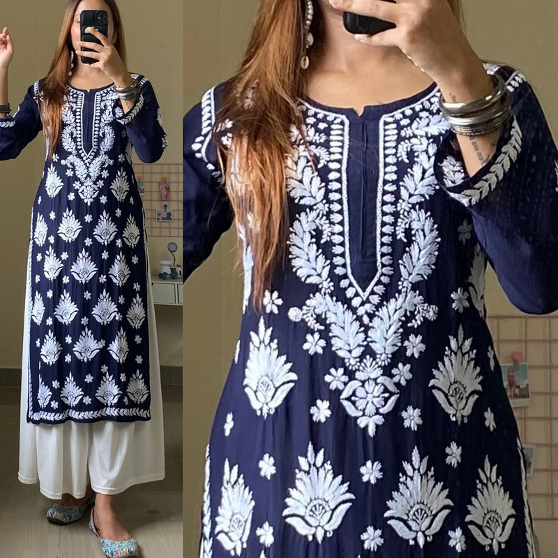 Lilac Noor Chikankari Kurti