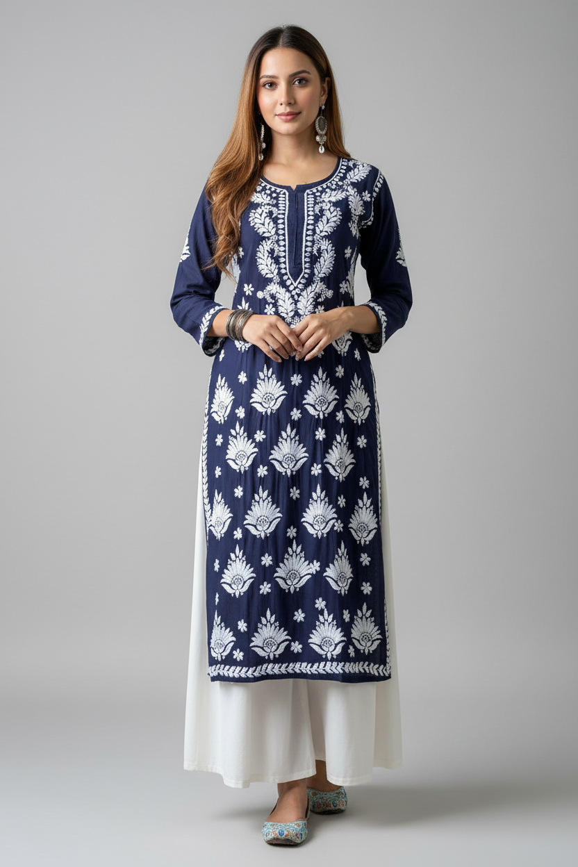 Lilac Noor Chikankari Kurti