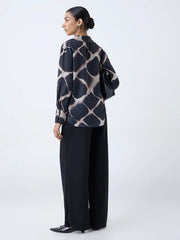 Black Floral Handmade Printed Shirt/ Top