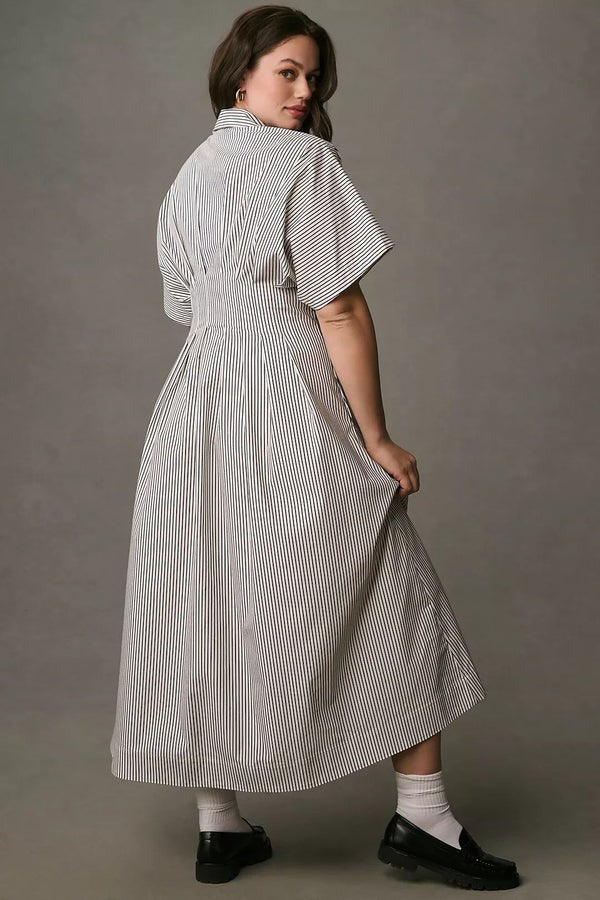 Striped Pleated Waist Tobie Dress