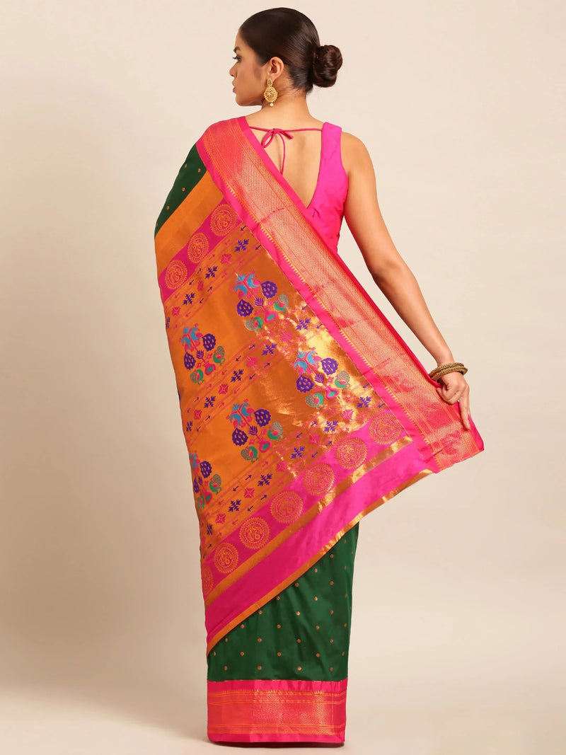Rajwada Green Paithani Ready to Wear Saree with Blouse
