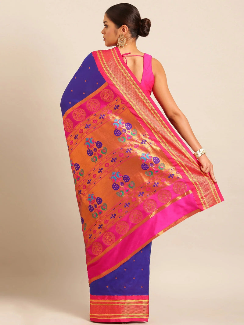 Maharani Blue Paithani Saree with Heritage Pallu