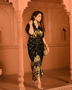 Cotton Rayon Black Ghunghroo Foil Shirtdress