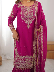 Georgette Red Sharara Suit with Zari Jhalak Work