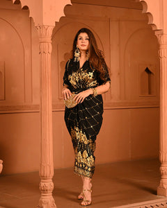 Cotton Rayon Black Ghunghroo Foil Shirtdress