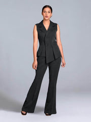 Black Crepe Asymmetrical Fitted Co-Ord Set