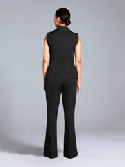 Black Crepe Asymmetrical Fitted Co-Ord Set