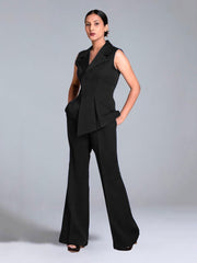 Black Crepe Asymmetrical Fitted Co-Ord Set