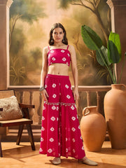Viscose Rayon Bandhej Kaftan Sharara Set
