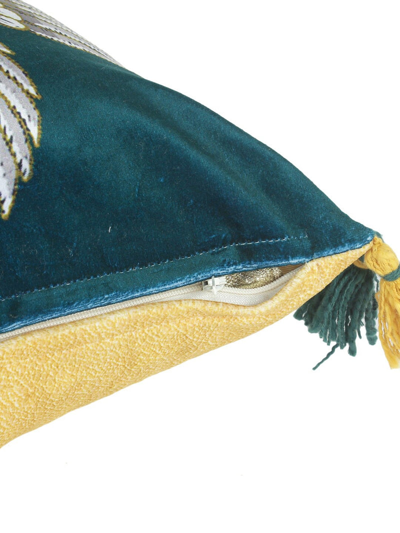 Yellow Velvet Embroidered 2-Piece Cushion Covers