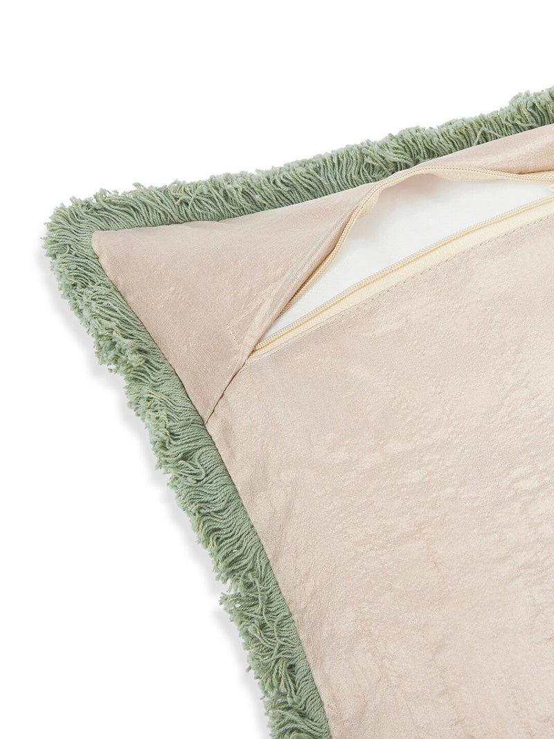 Red Green Floral Embroidered Cushion Cover