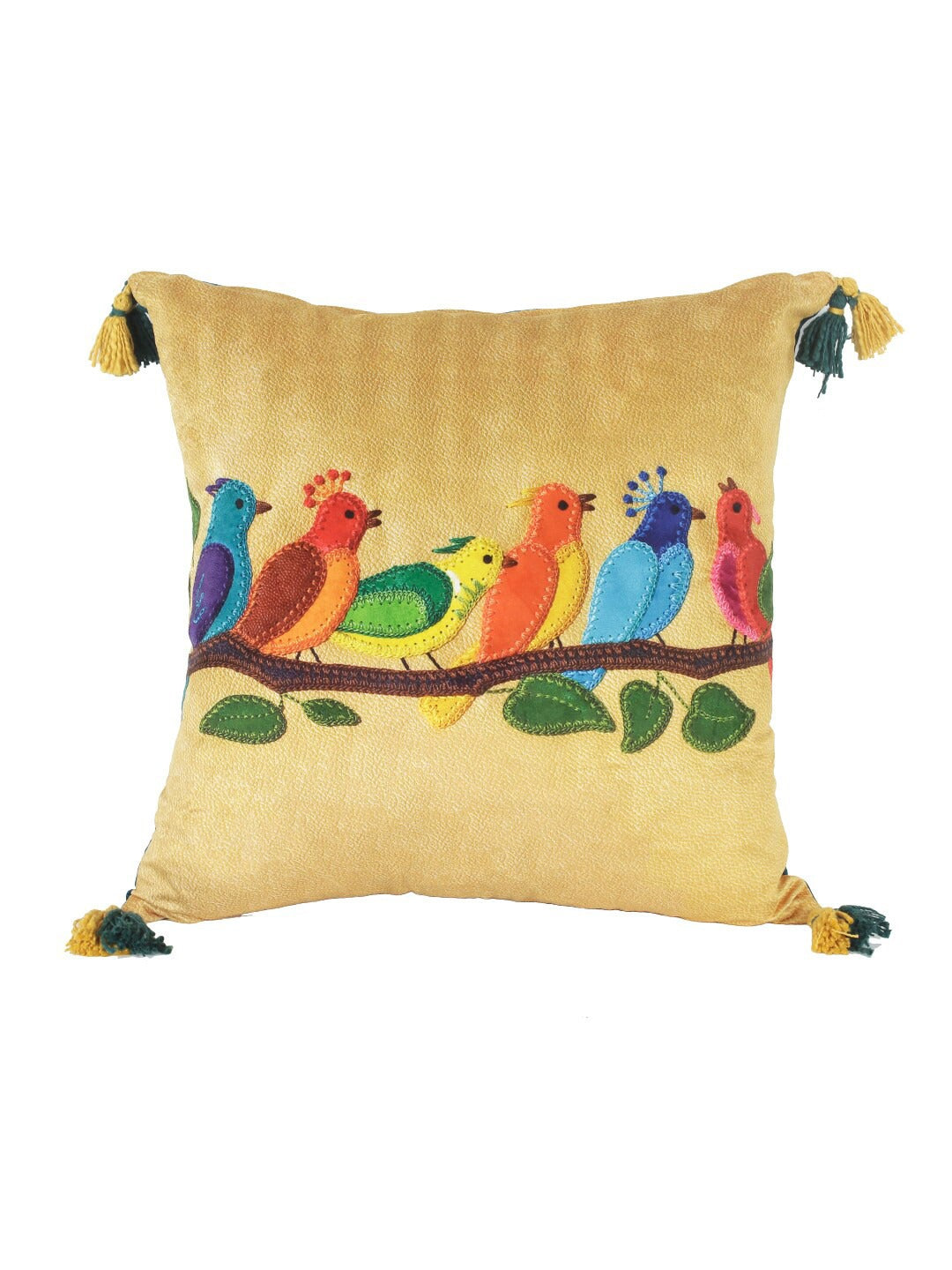 Yellow Velvet Embroidered 2-Piece Cushion Covers