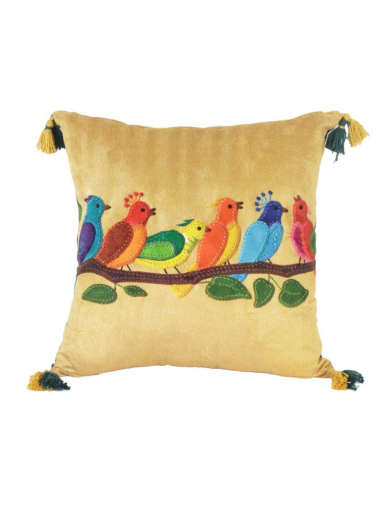 Yellow Velvet Embroidered 2-Piece Cushion Covers
