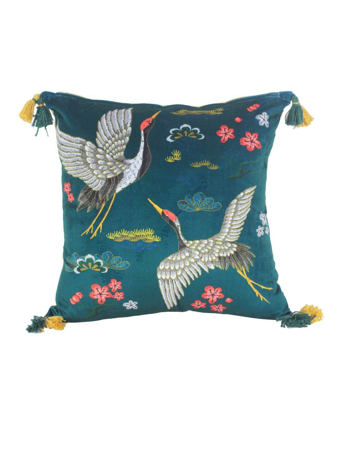 Yellow Velvet Embroidered 2-Piece Cushion Covers