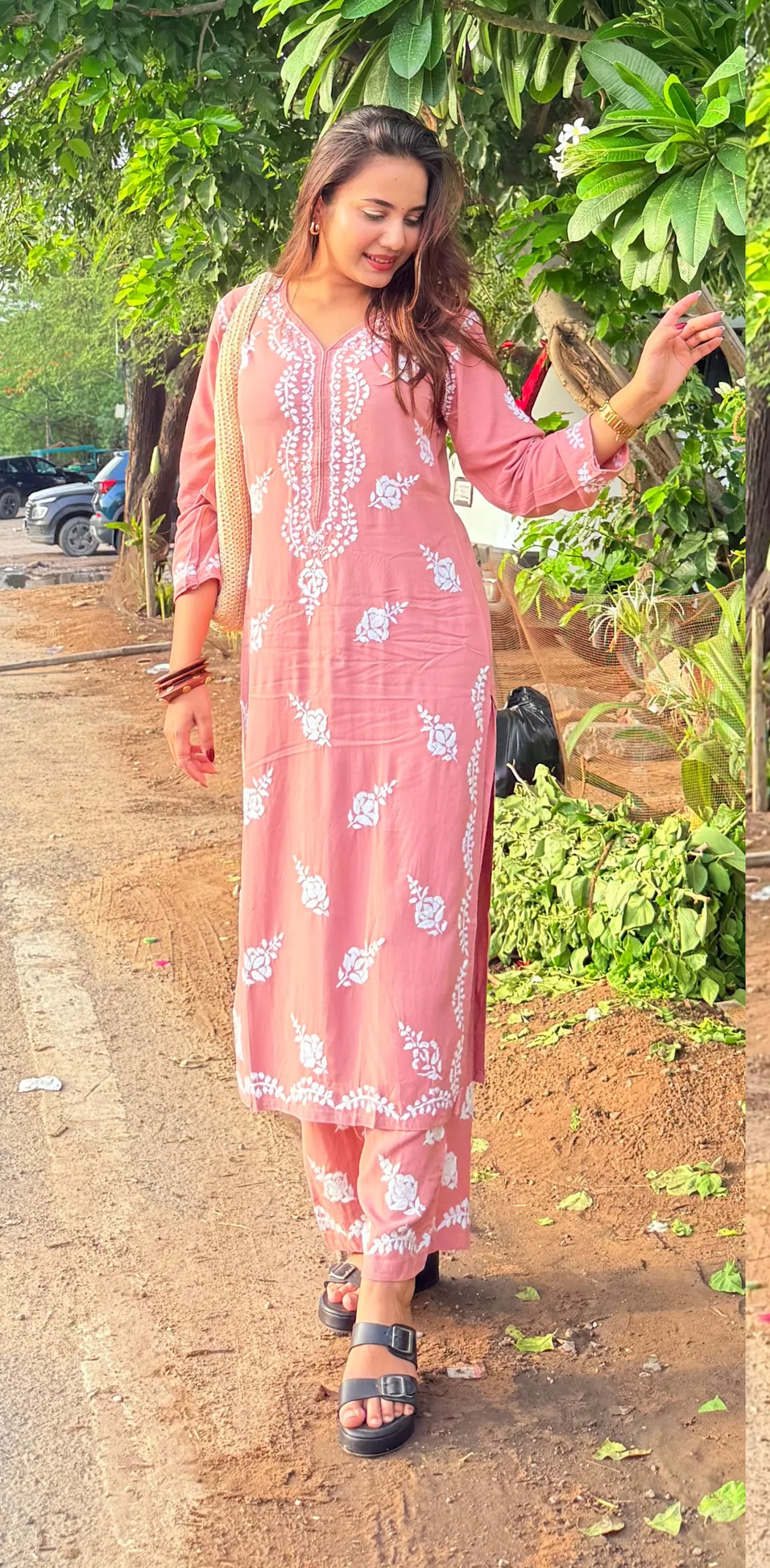 Blush Noor Chikankari Kurta Set