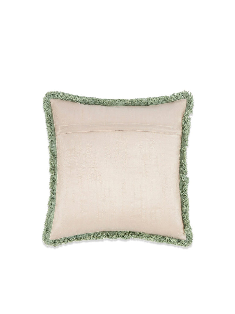 Red Green Floral Embroidered Cushion Cover