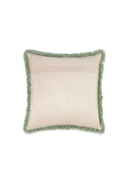 Red Green Floral Embroidered Cushion Cover