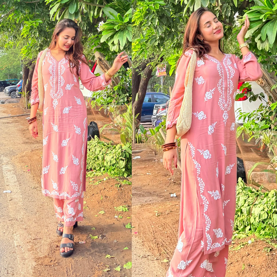 Blush Noor Chikankari Kurta Set