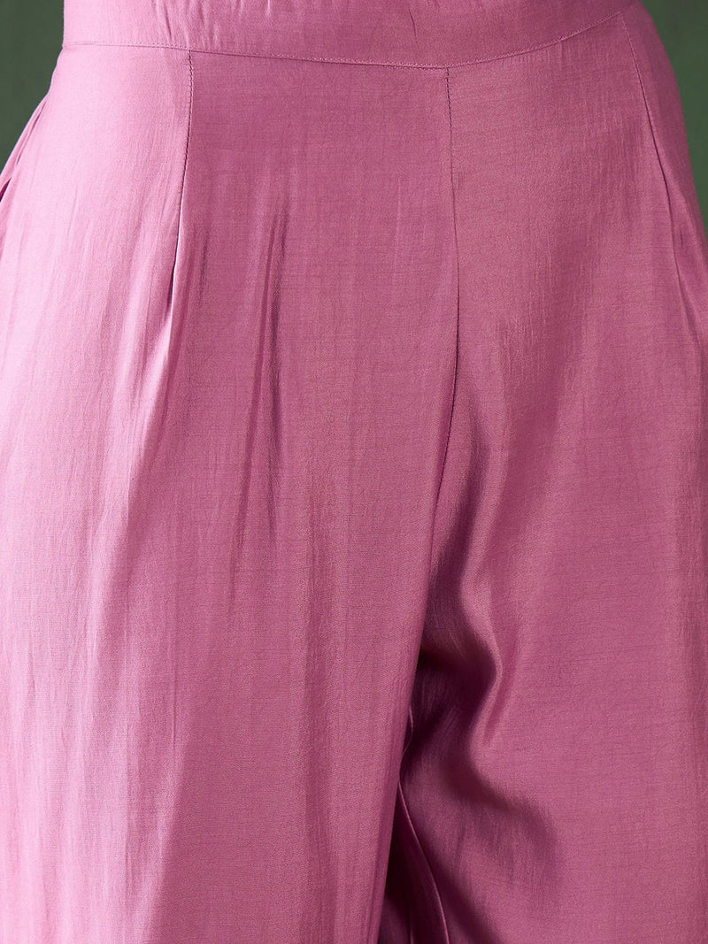 Silk Blend Purple Mirror Work Kaftan