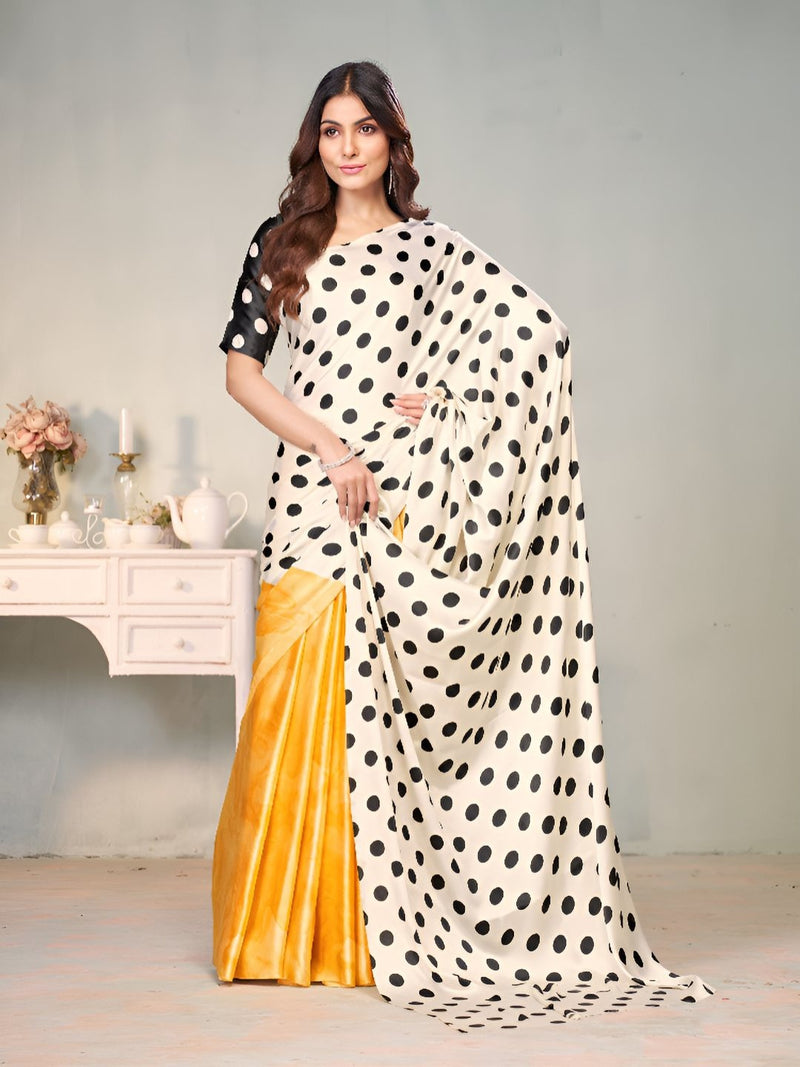 Garden Glow Satin Half and Half Saree