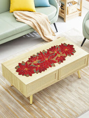 Maroon Brown Beaded Floral Table Runner