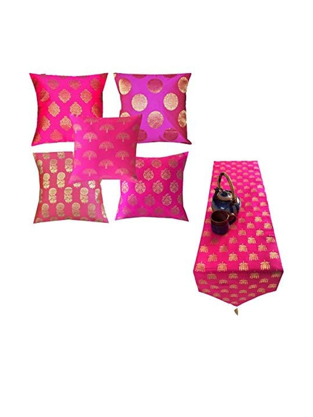 Jacquard Silk Table Runner with Cushion Set