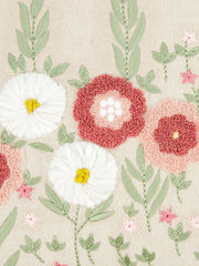 Red Green Floral Embroidered Cushion Cover