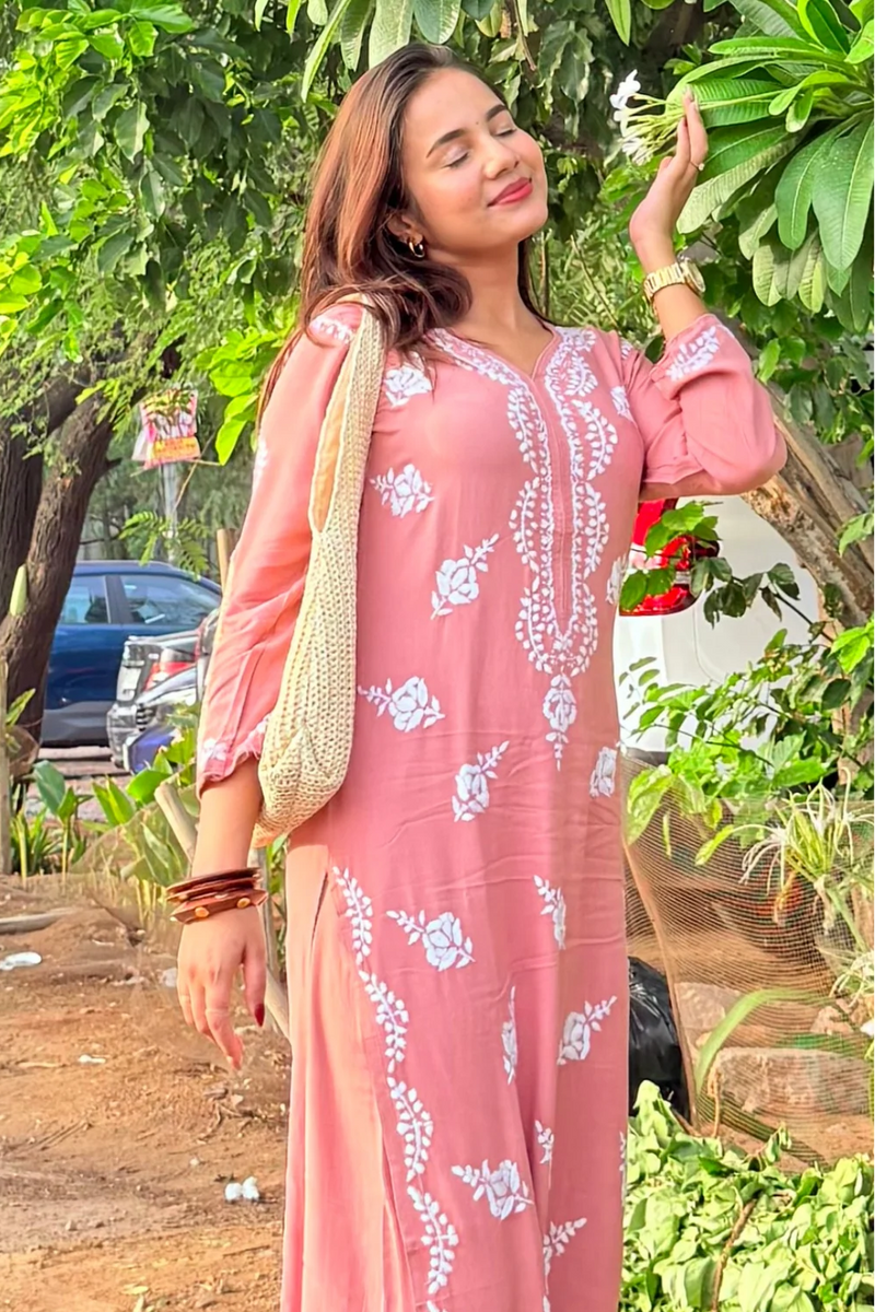 Blush Noor Chikankari Kurta Set