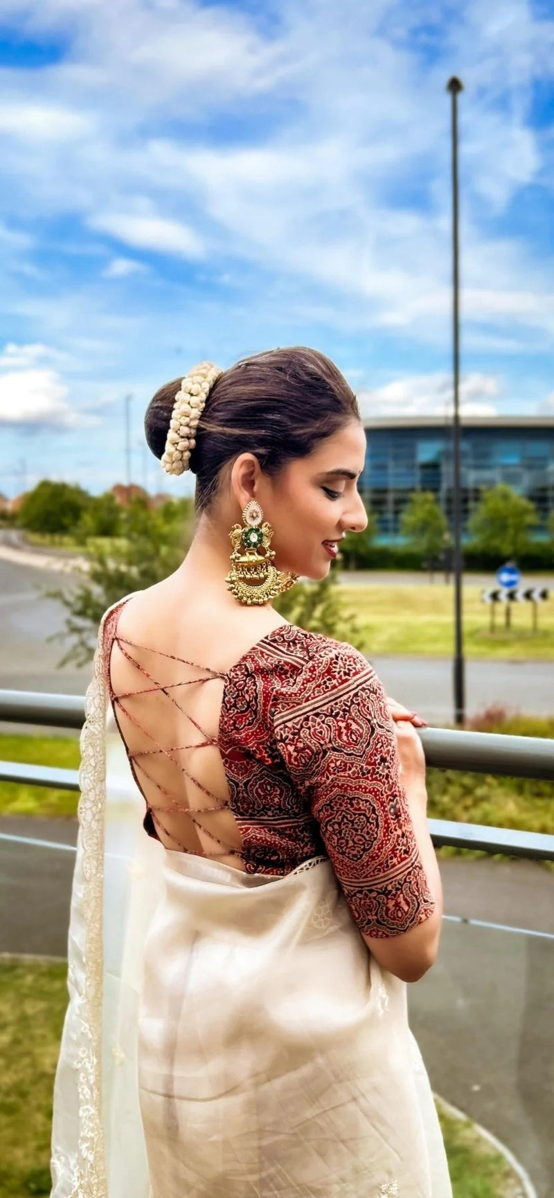 Ajrakh Cotton Backless Knot Blouse