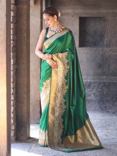 Handloom Semi Kathan Silk Saree with Ganga Ghat Border