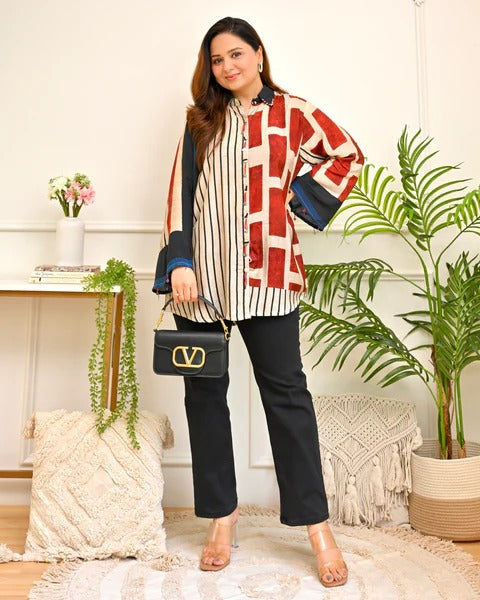 Caramel Bloom Muslin Silk Shirt