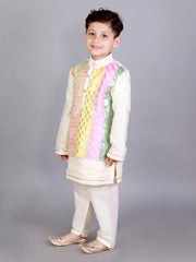 Off White Cotton Silk Ethnic Kurta Set