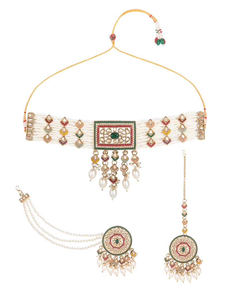 Multi Pearl Heritage Ruhika Choker Set