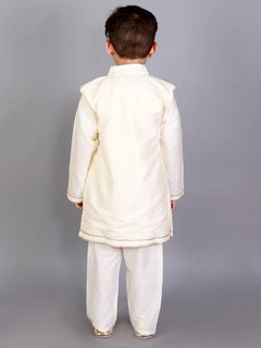 Off White Cotton Silk Ethnic Kurta Set