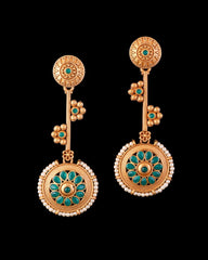 Green Rohan Designer Brass-Look Earrings