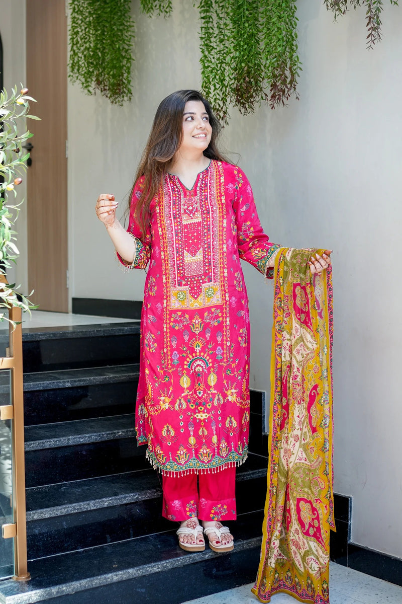 Cotton Rajanya Printed Ethnic Suit Set