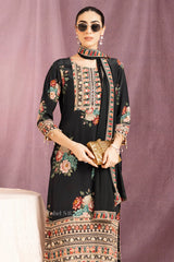 Black Gulnoor Crepe Suit Set