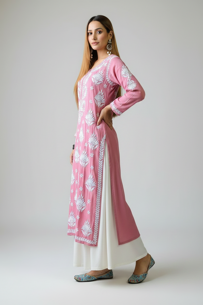 Lilac Noor Chikankari Kurti