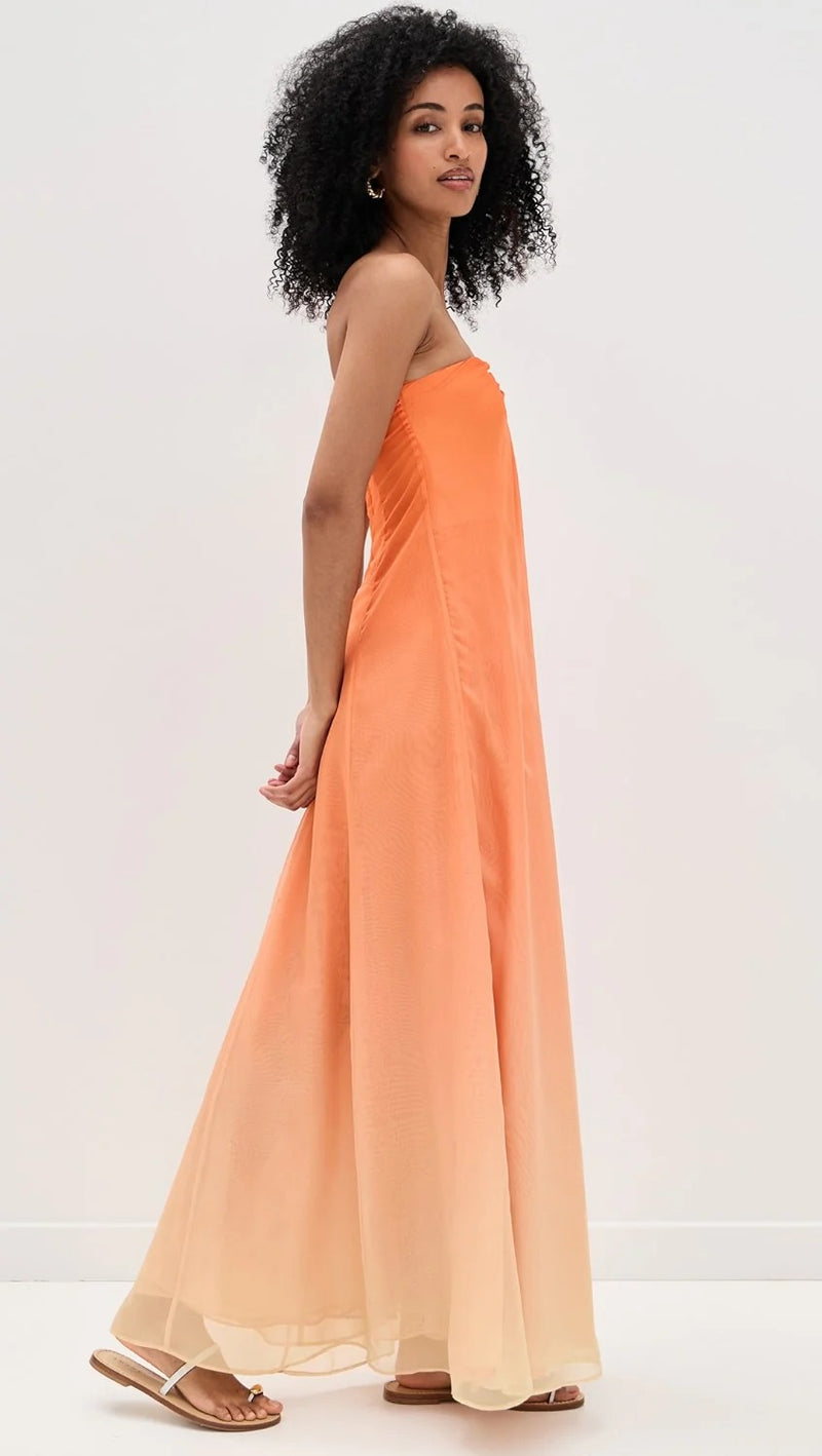 Orange Ombre Semi-Sheer Gown