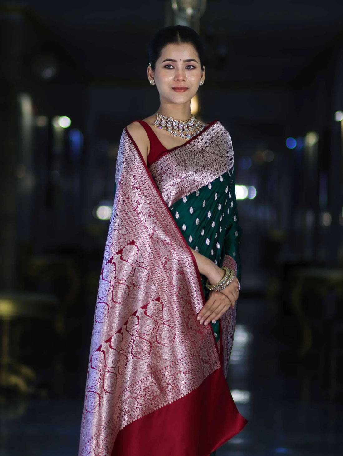 Emerald Banarasi Zari Silk Saree
