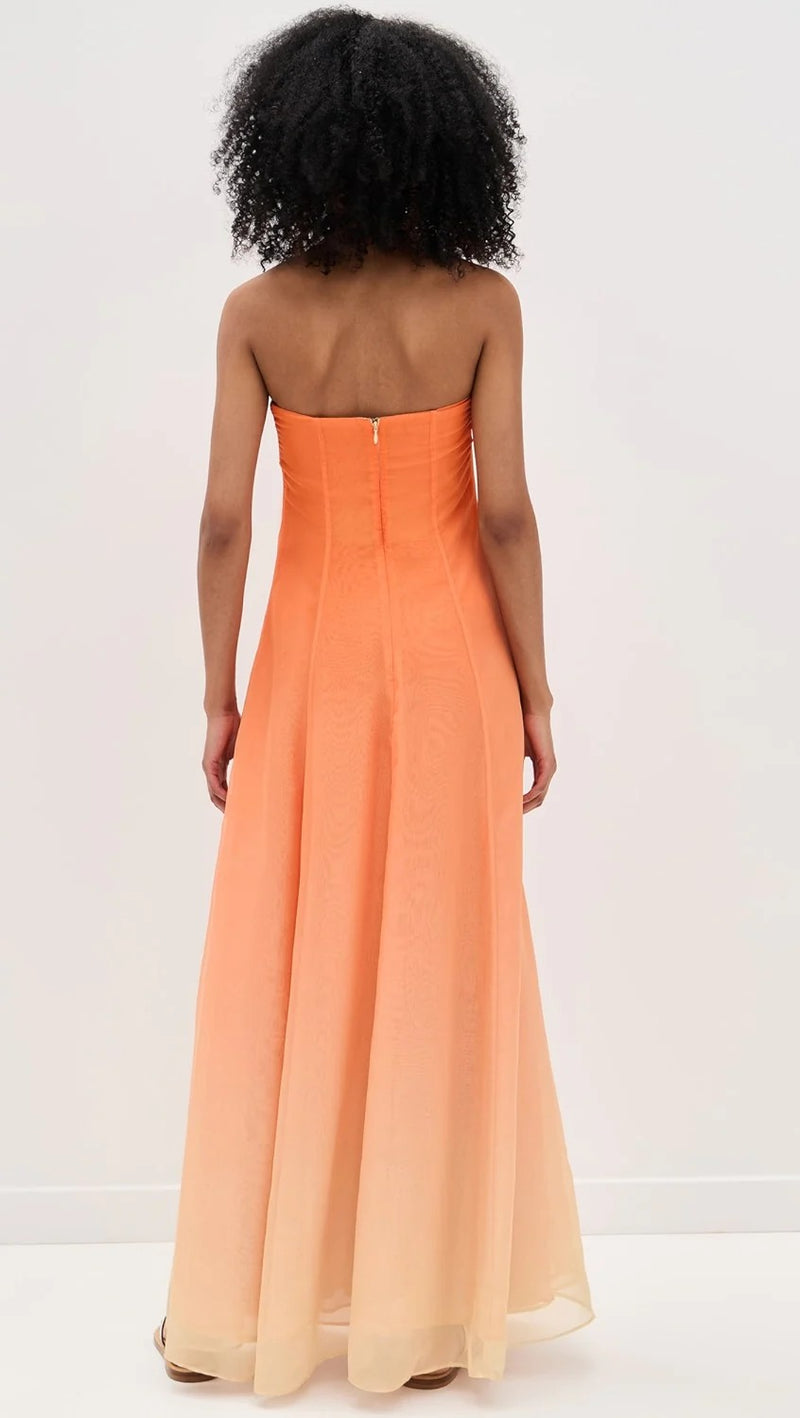 Orange Ombre Semi-Sheer Gown