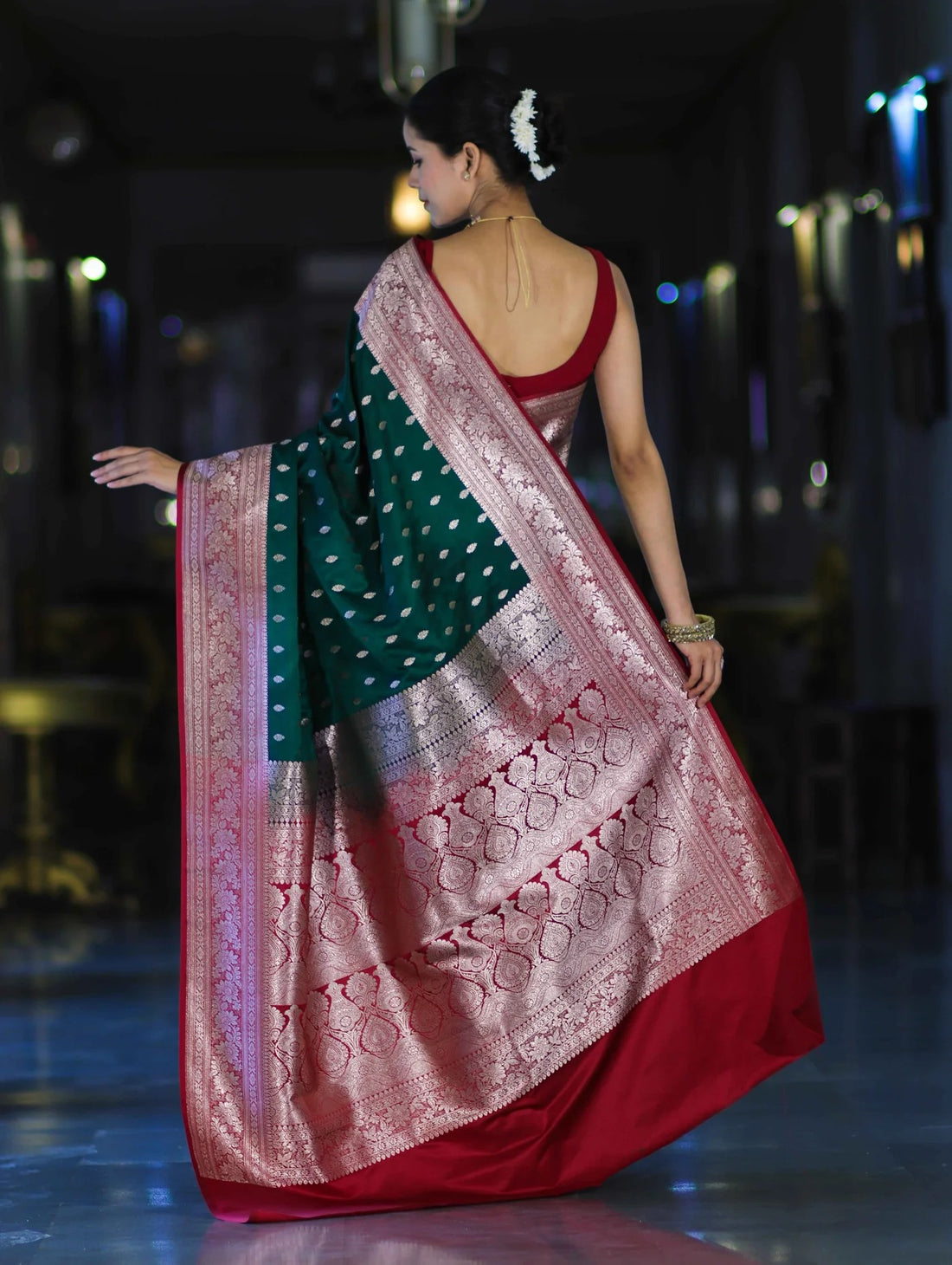 Emerald Banarasi Zari Silk Saree