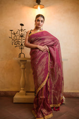 Magenta Zari Tissue Festive Saree