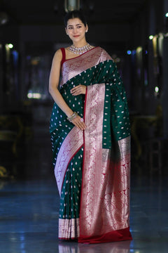 Emerald Banarasi Zari Silk Saree