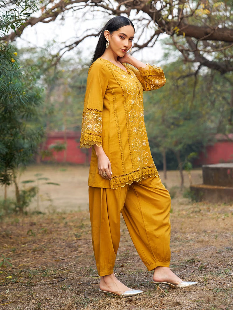 Everyday White Embroidered Ethnic Set