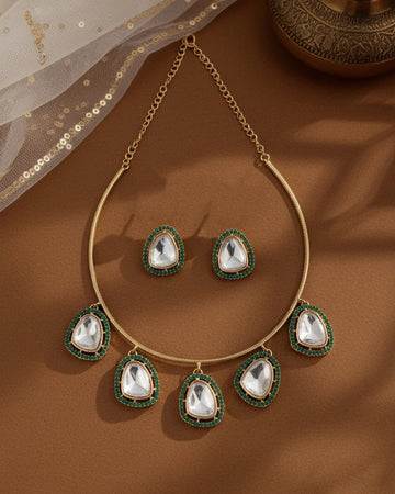Green Reyom Hasli Necklace Jewelry Set