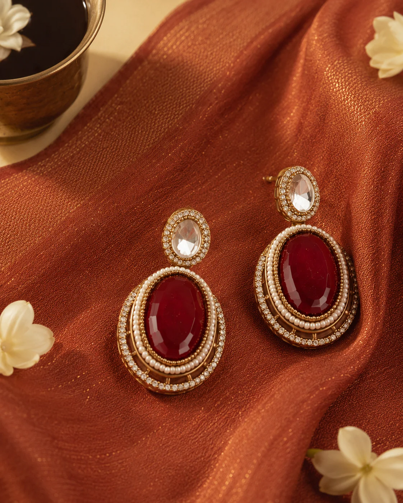 Regal Ruby Kundan Bridal Necklace Set with Earrings & Maang Tikka