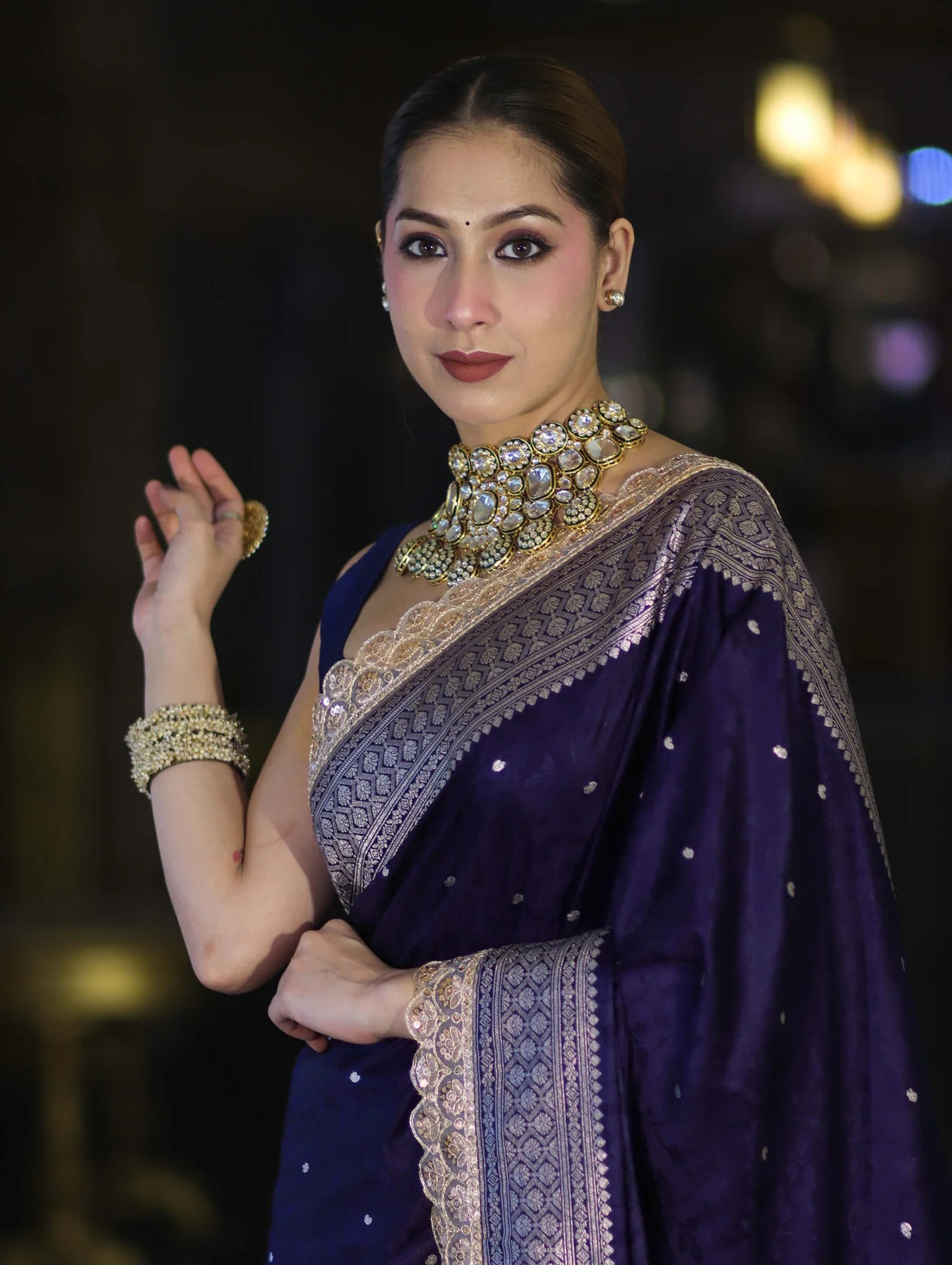 Royal Indigo Banarasi Zari Silk Saree