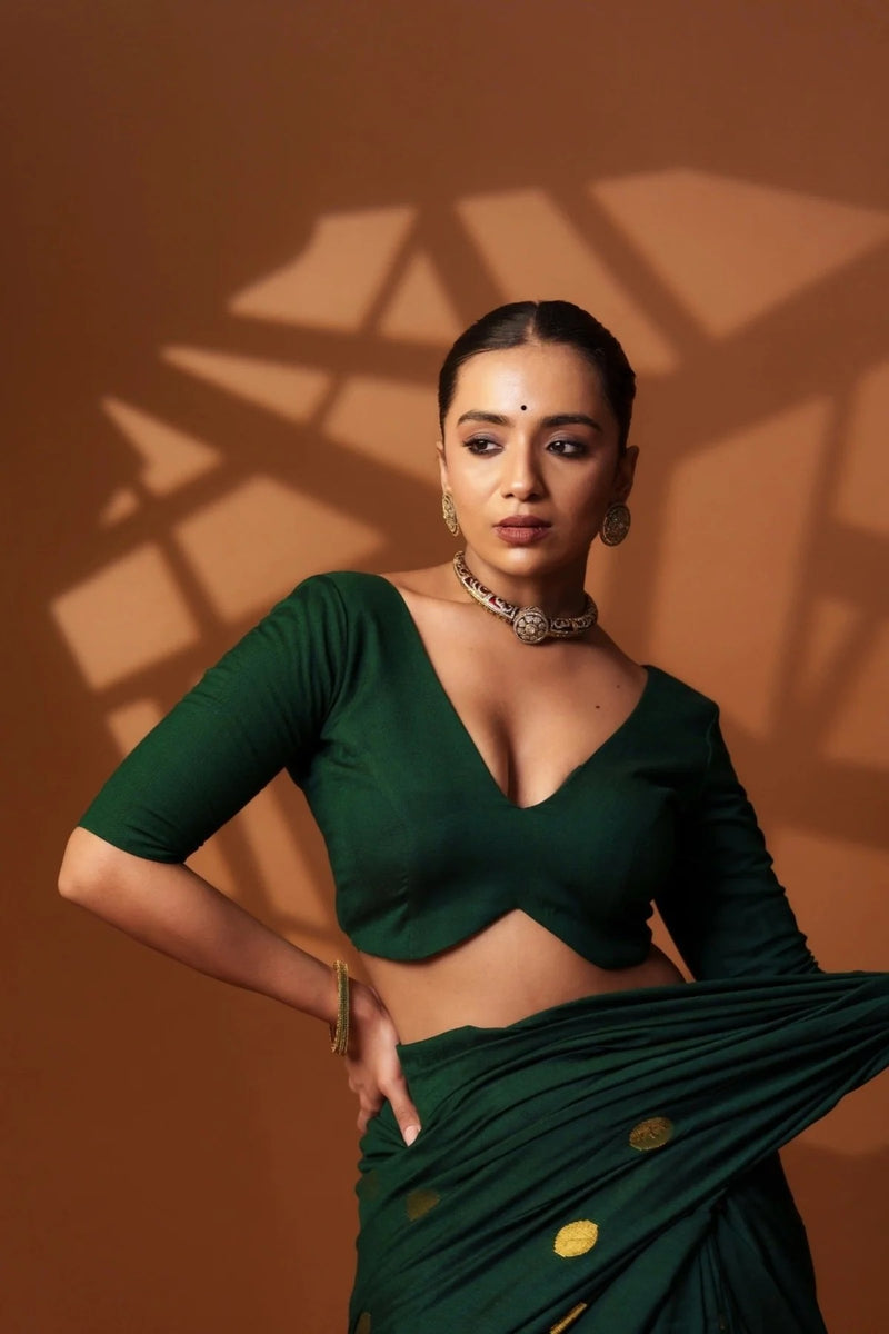 Green Shadow Cotton Padded Blouse