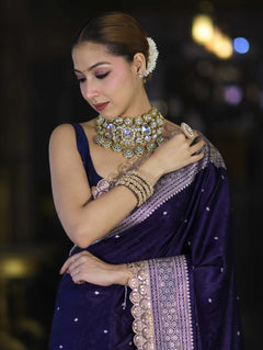 Royal Indigo Banarasi Zari Silk Saree